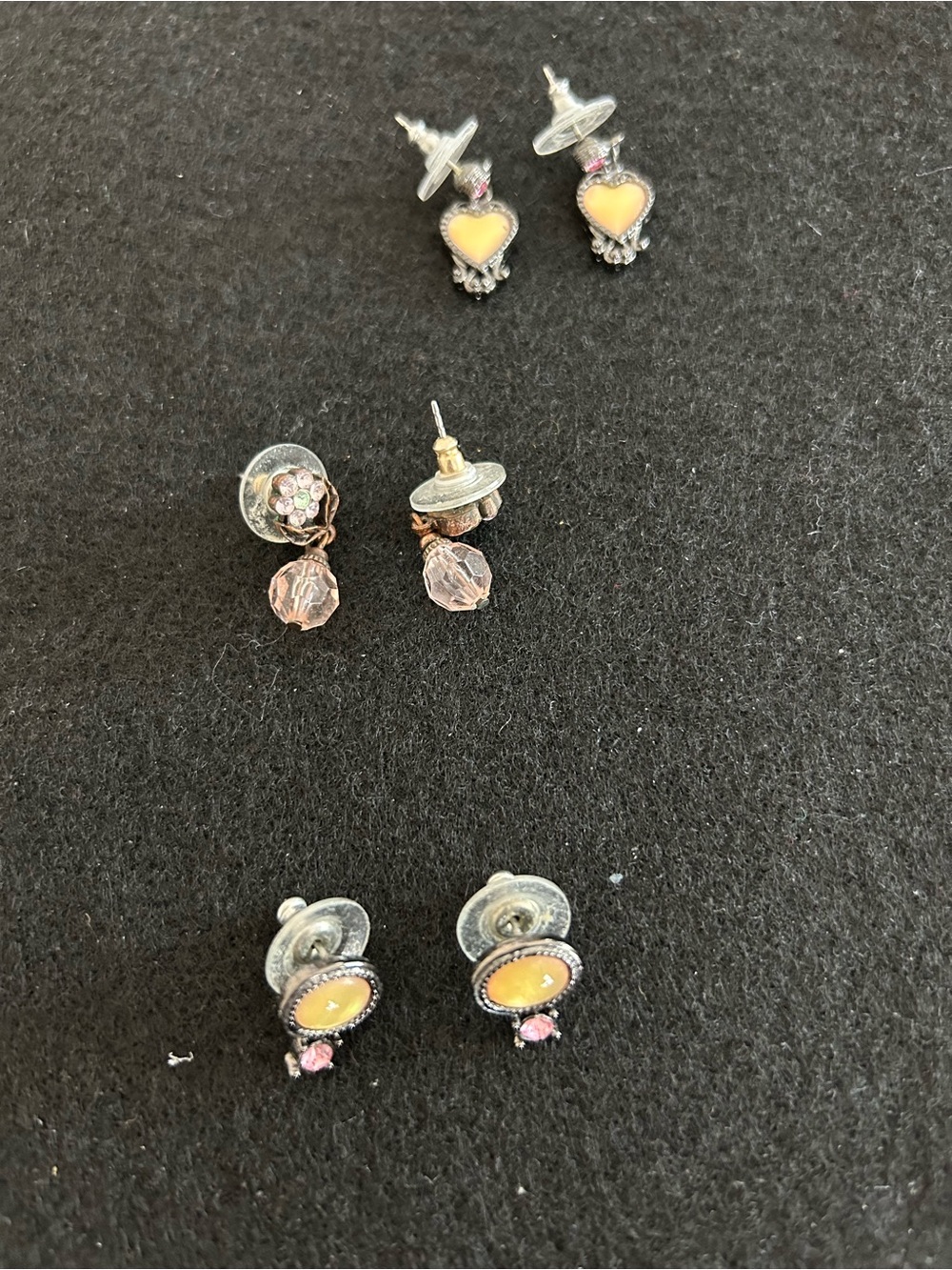 1928 Silver-Tone Pink Crystal Stud Earrings Set - Women Jewelry